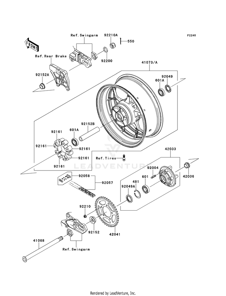 Rear Wheel/Chain ZX1400EDF Ninja ZX-14R (2013) Schematic