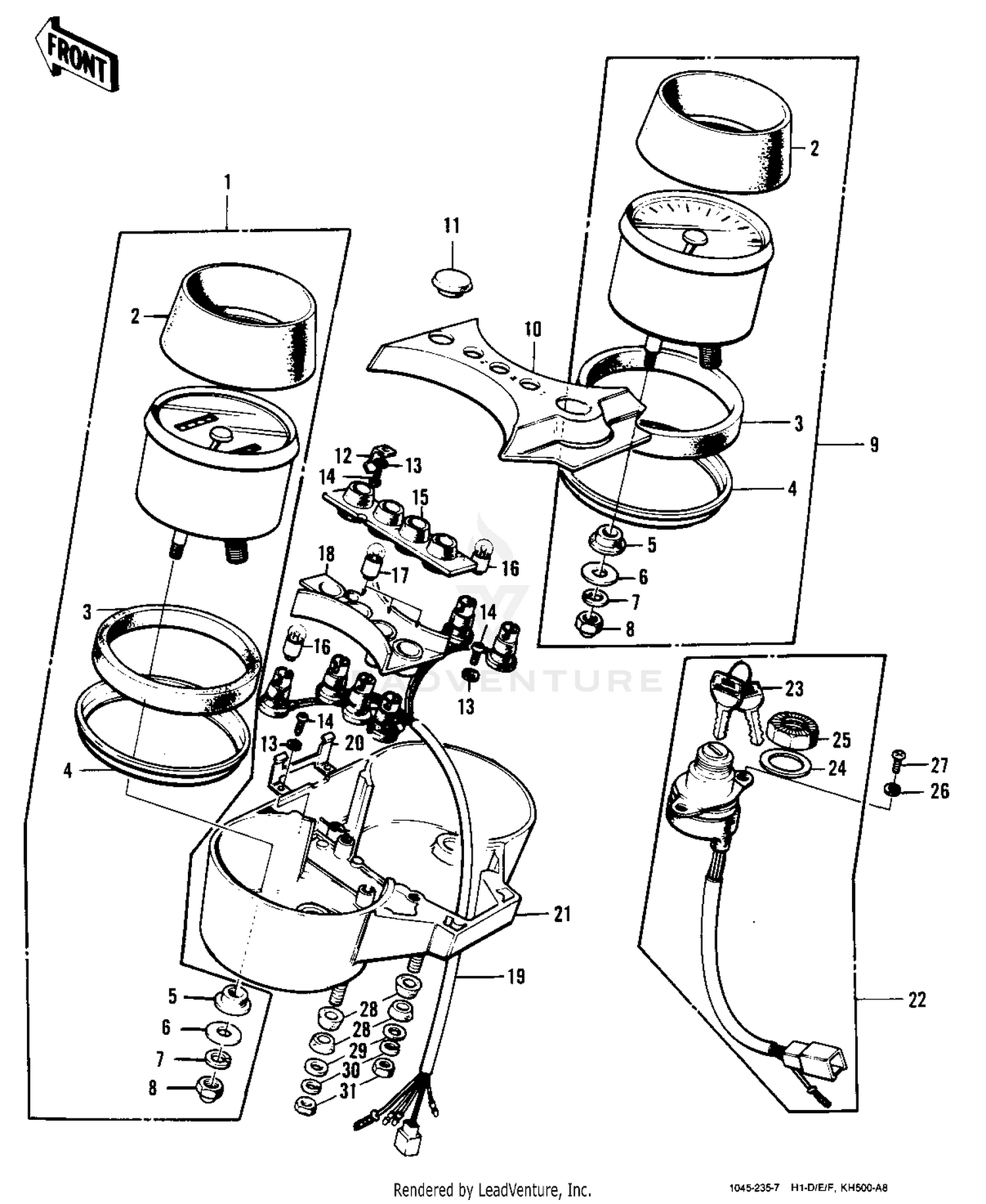 METERS/IGNITION SWITCH ('73-'75 D/E/F &