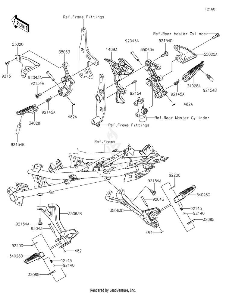 Footrests EX400GPFBL Ninja 400 ABS (2023) Schematic