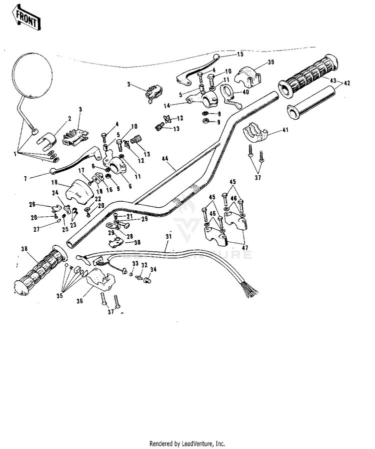 Handlebar ('72-'73 F9/F9-A 350) Schematic