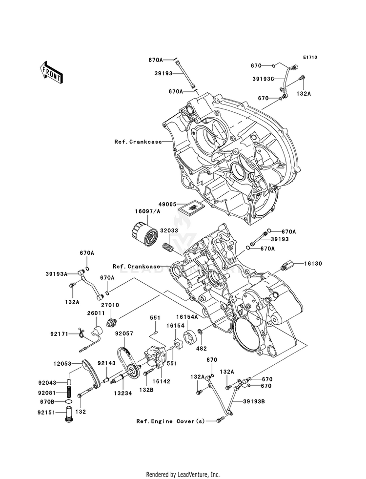 Oil Pump/Oil Filter KVF650F8F Brute Force 650 4x4i (2008) Schematic