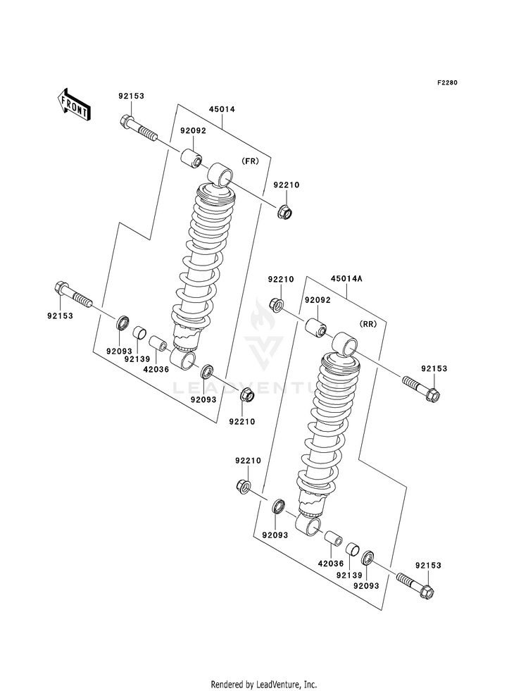 Shock Absorber(S) KVF650H8F Brute Force 650 4x4i (2008) Schematic