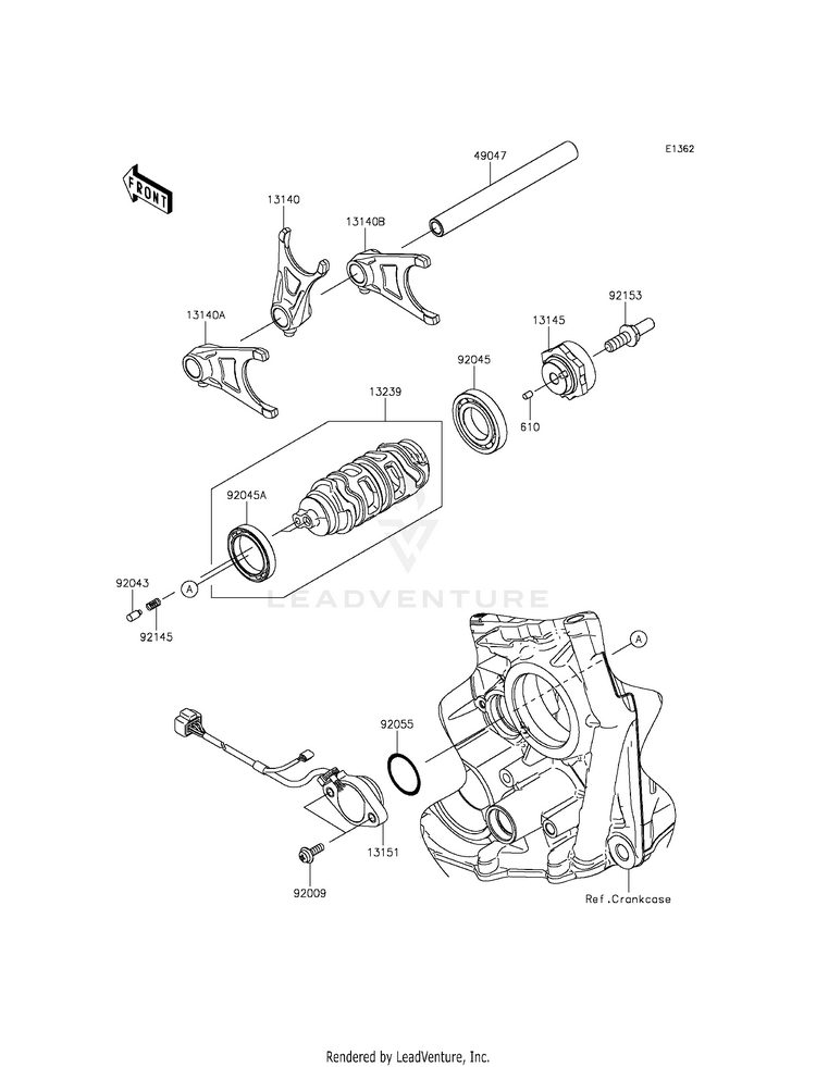 Gear Change Drum/Shift Fork(S) Schematic