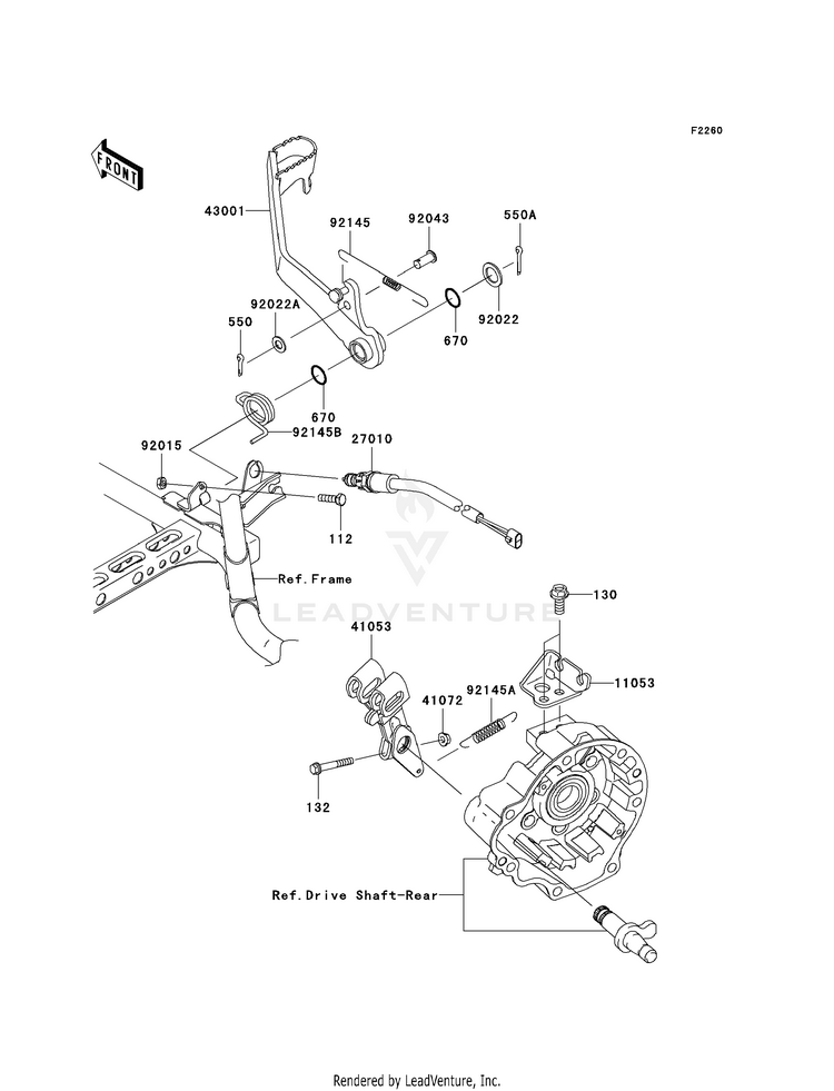 Brake Pedal KVF650H8F Brute Force 650 4x4i (2008) Schematic