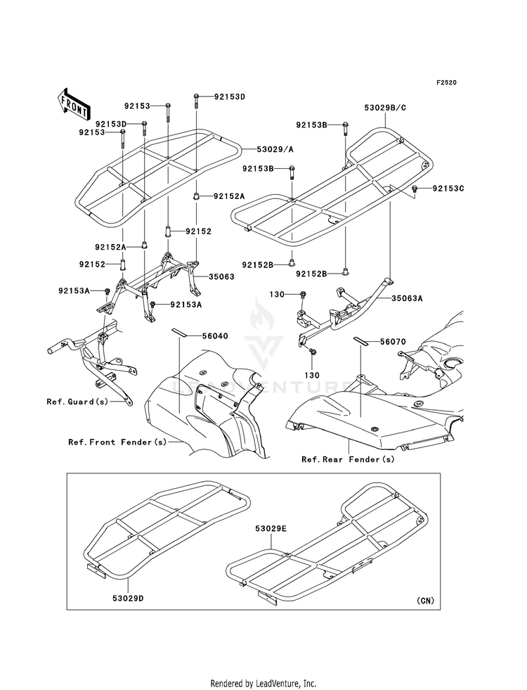 Carrier(S)(E8f-E9fa) KVF750E8F Brute Force 750 4x4i Hardwoods Green HD (2008) Schematic
