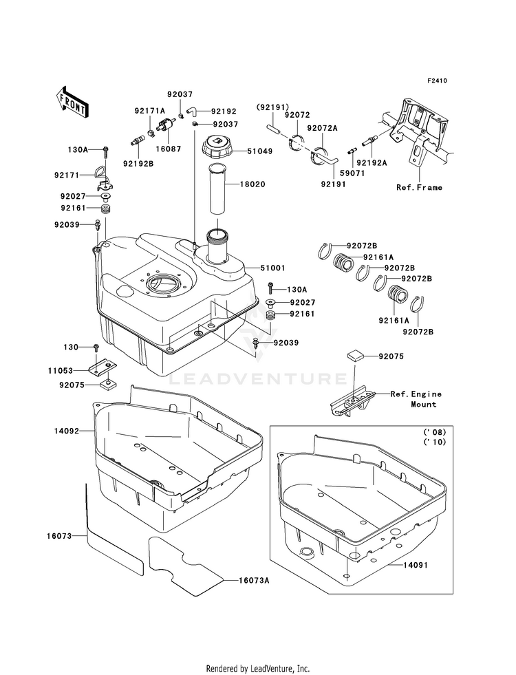 Fuel Tank KVF750F8F Brute Force 750 4x4i (2008) Schematic