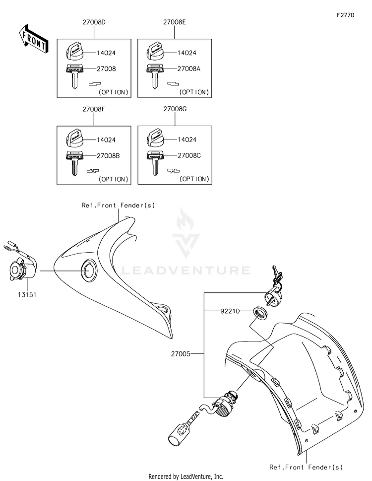 Ignition Switch KVF750GGF Brute Force 750 4x4i EPS (2016) Schematic