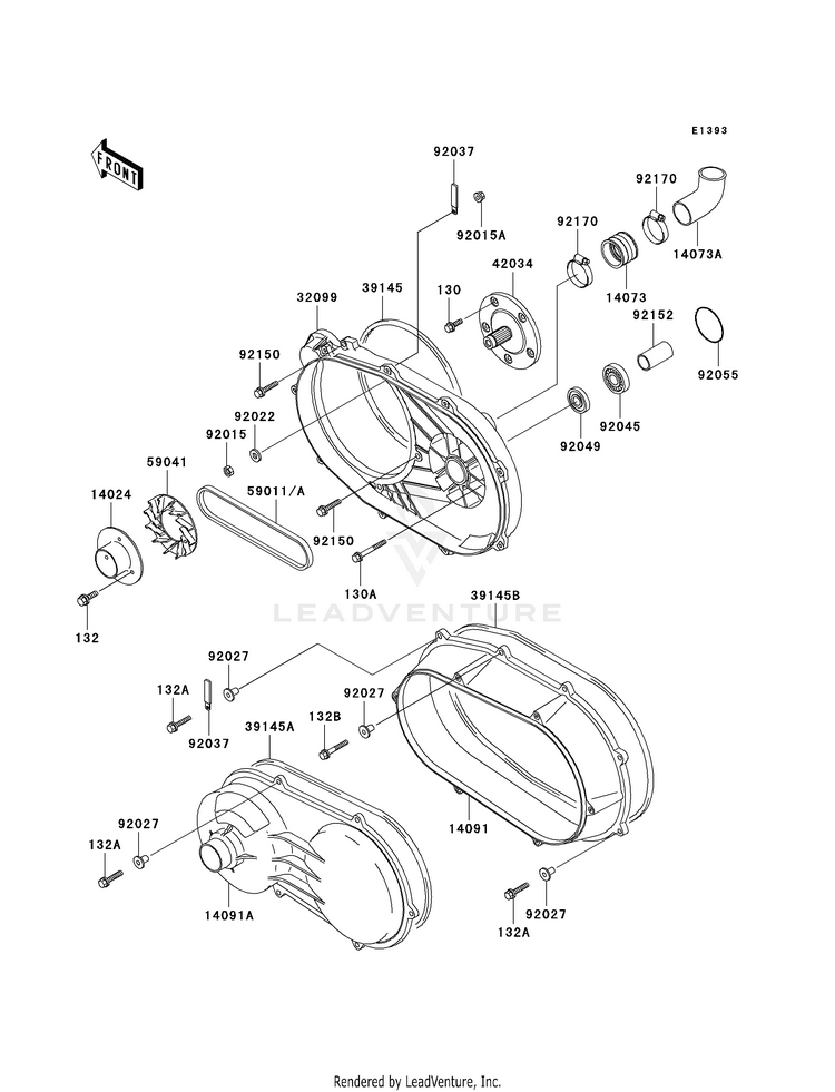 Converter Cover/Drive Belt Schematic