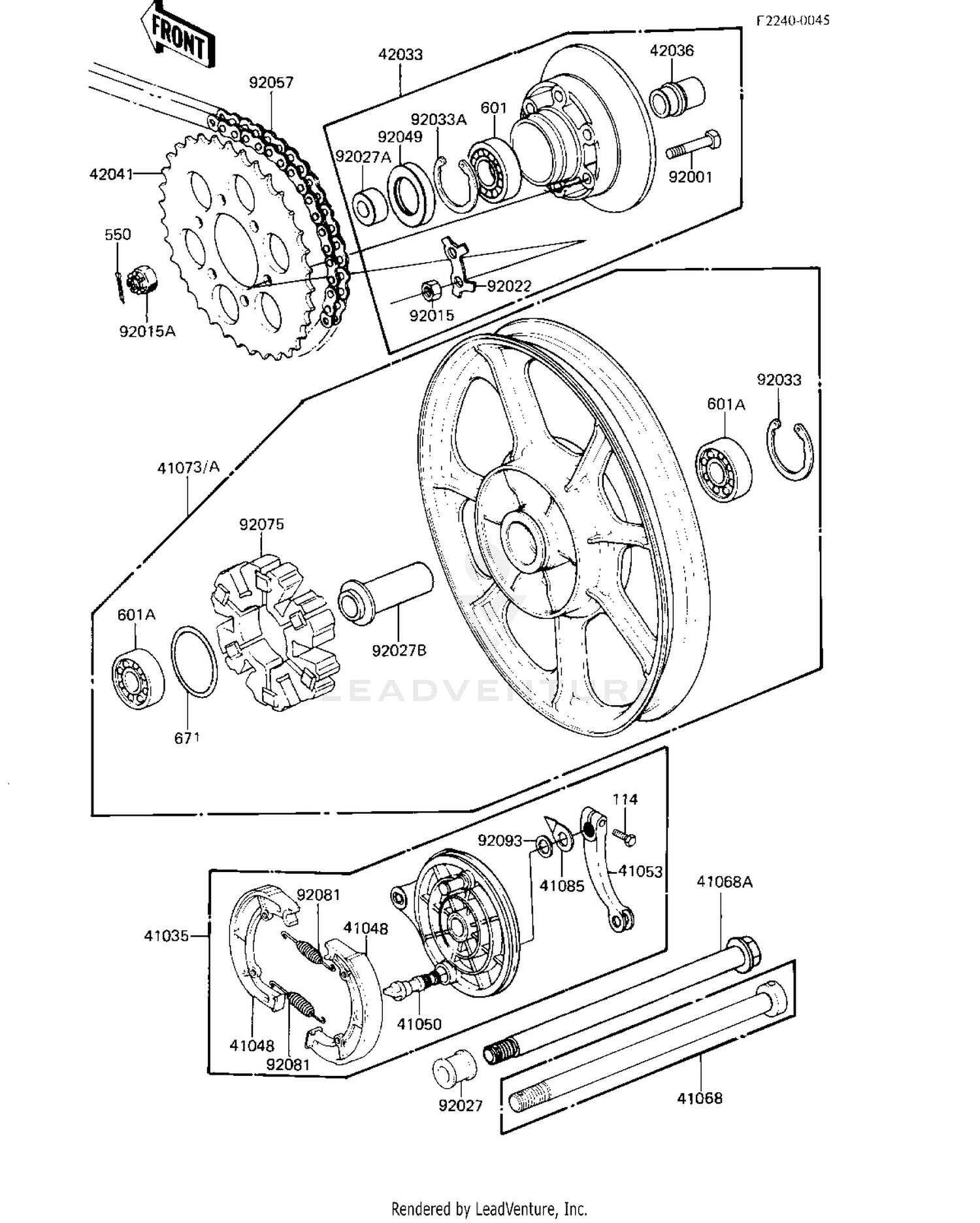 REAR WHEEL/HUB/BRAKE/CHAIN ('82-'83 C3/C
