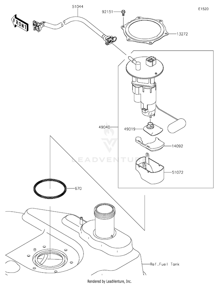 Fuel Pump KVF750GLF Brute Force 750 4x4i EPS (2020) Schematic