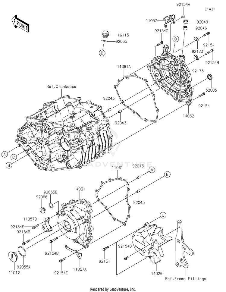 Engine Cover(S) EX400GPFBL Ninja 400 ABS (2023) Schematic