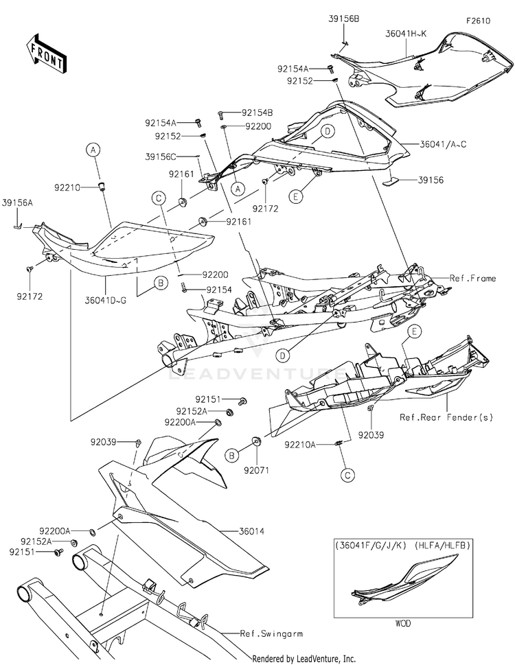 Side Covers/Chain Cover EX400HLF Ninja 400 (2020) Schematic