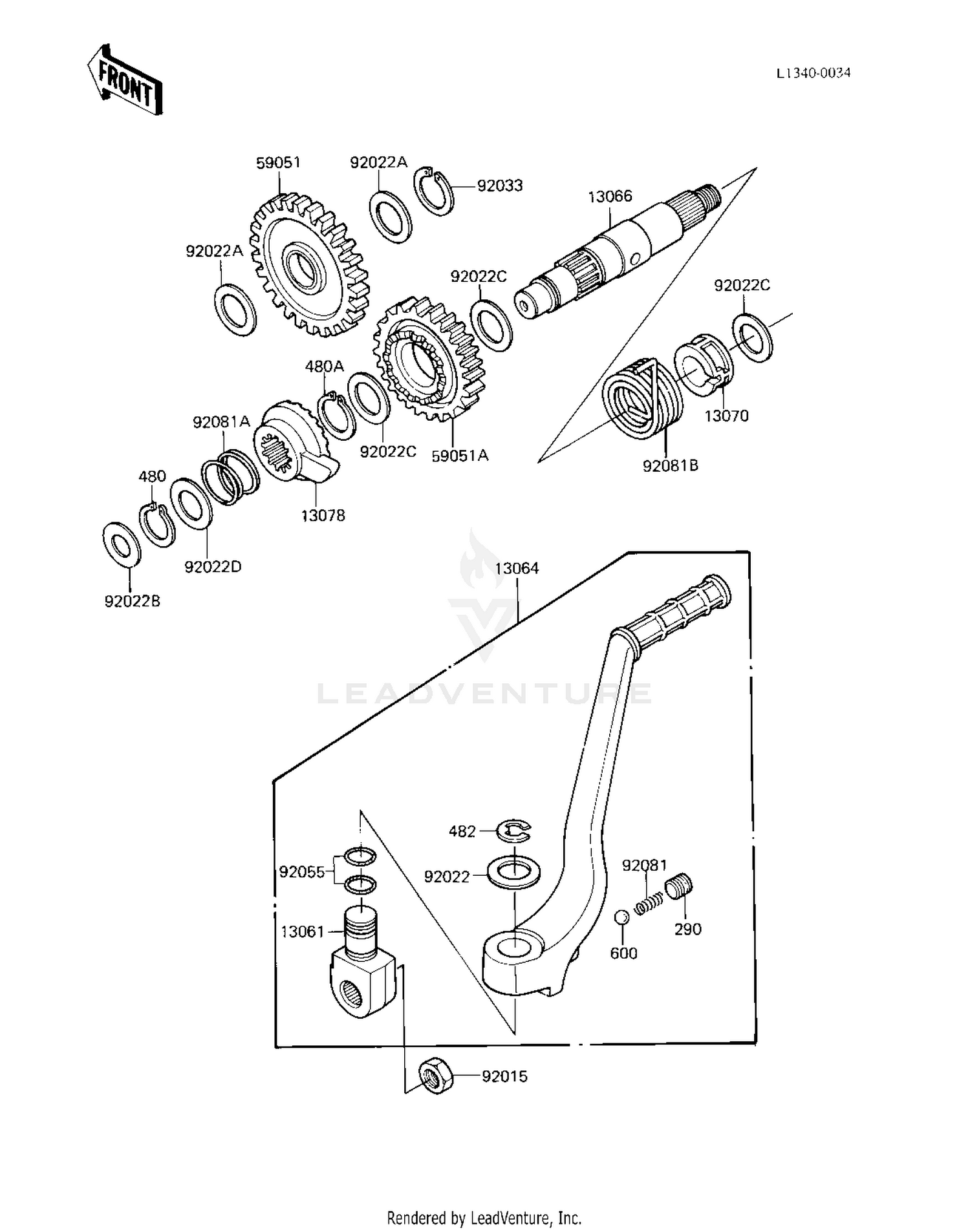 KICKSTARTER MECHANISM ('83 KX250-C1)