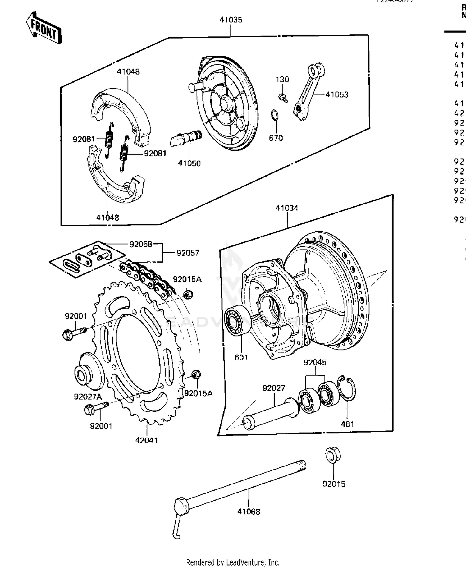 REAR HUB/BRAKE/CHAIN ('82 KDX250-B2)