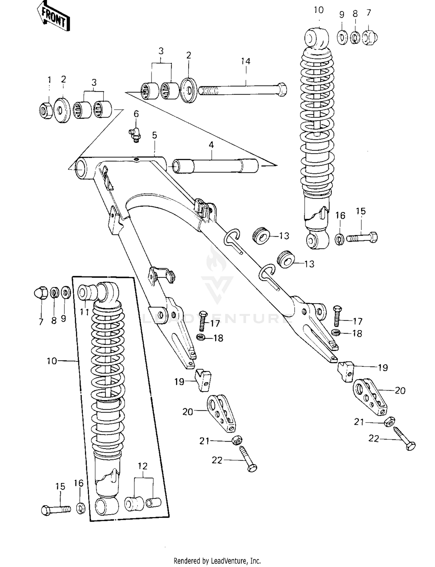 SWING ARM/SHOCK ABSORBERS ('80 D3)