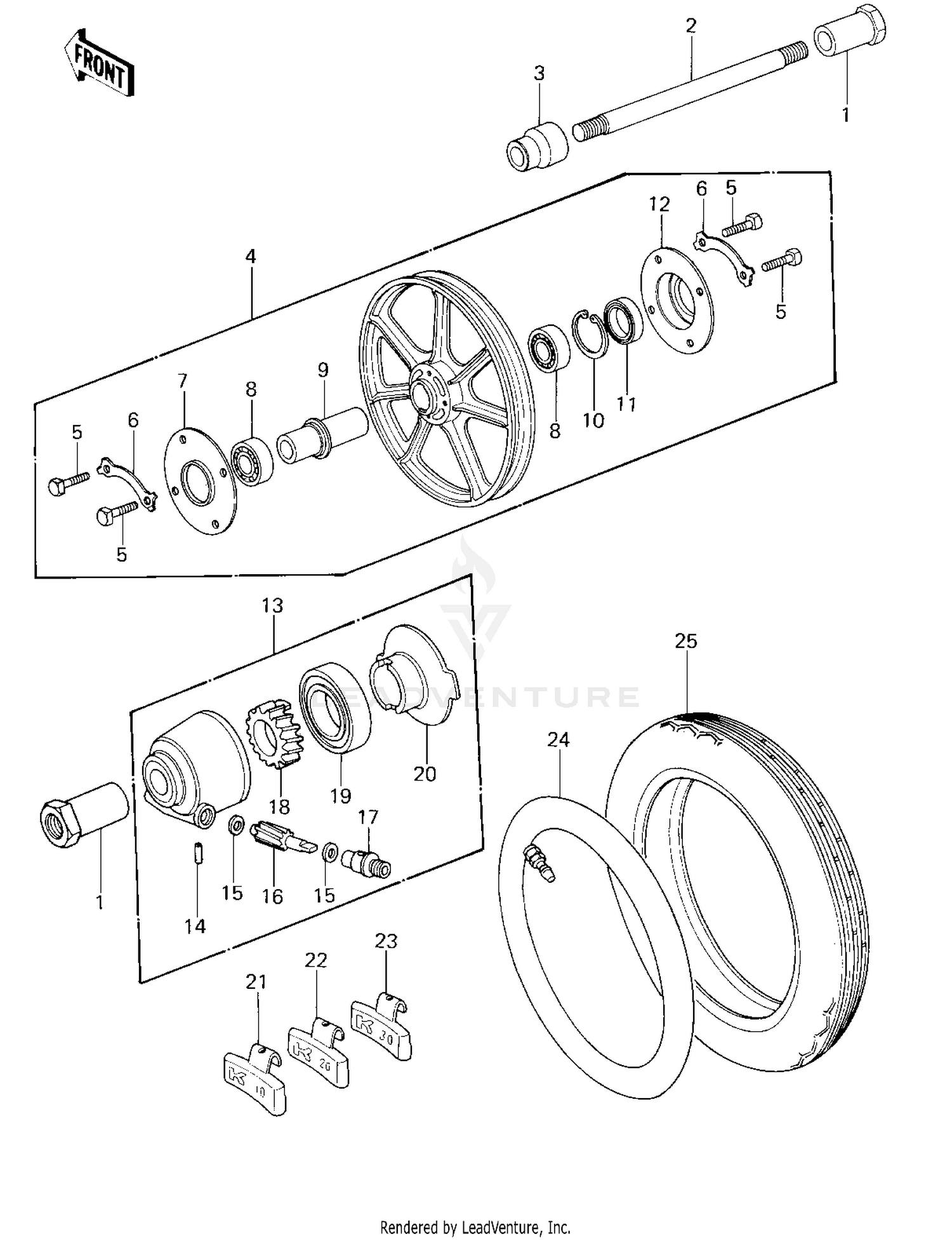 FRONT WHEEL/TIRE/HUB ('78 D1)