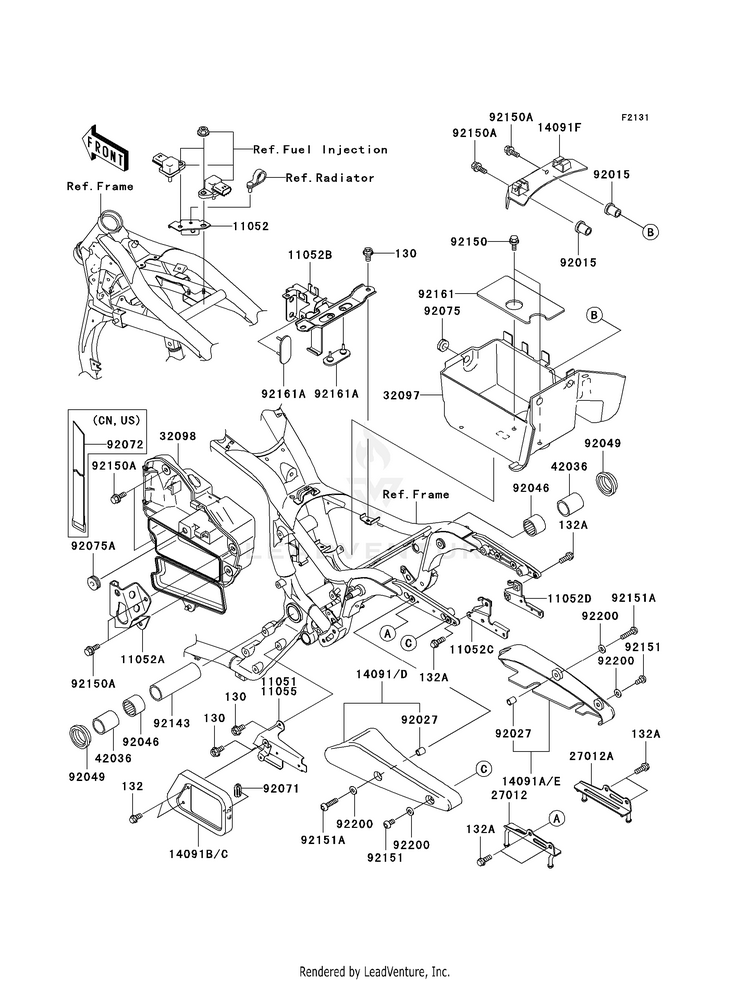 Frame Fittings VN1600B8F Vulcan 1600 Mean Streak (2008) Schematic