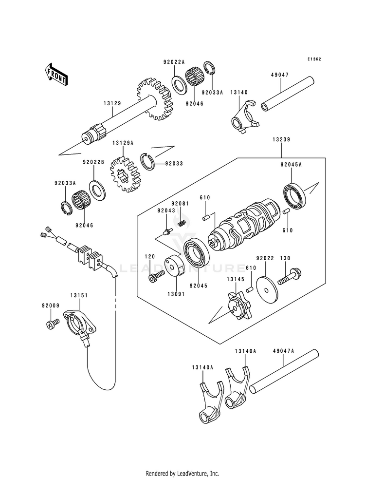 Gear Change Drum/Shift Fork(S) Schematic