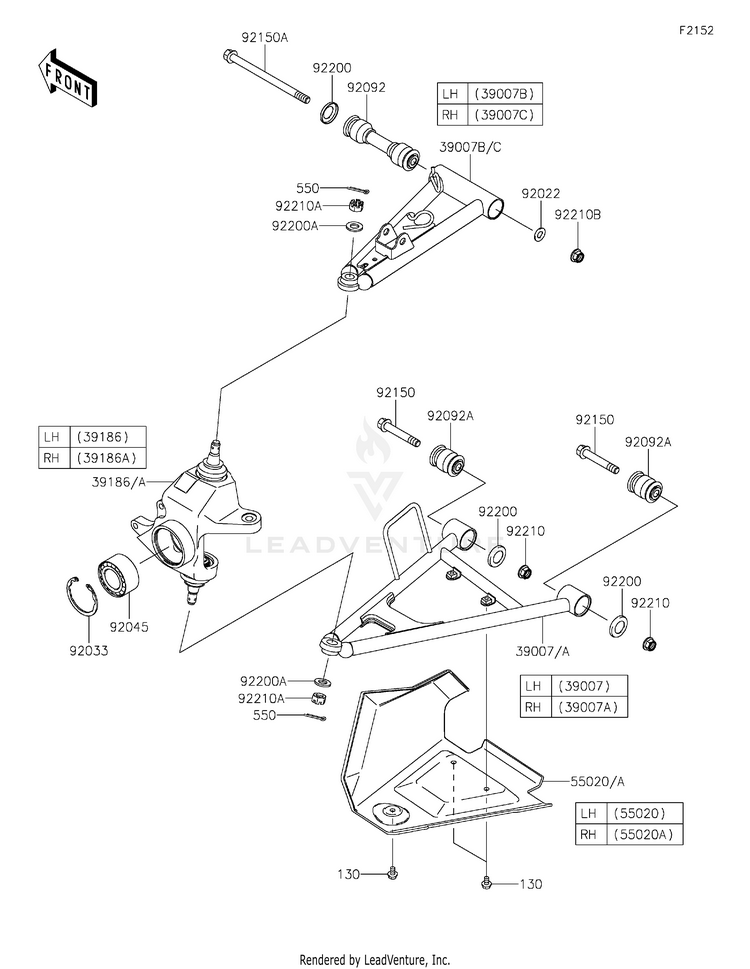 Front Suspension KVF750HMFNN Brute Force 750 4x4i EPS Camo (2021) Schematic