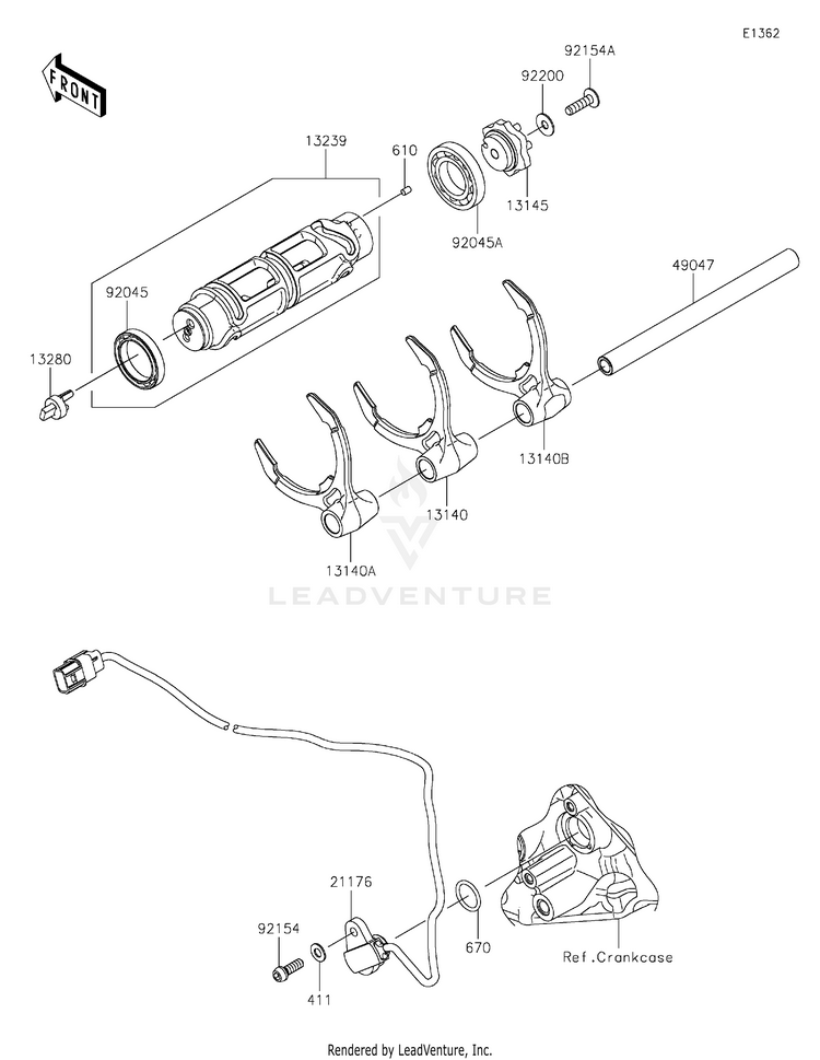 Gear Change Drum/Shift Fork(S) Schematic