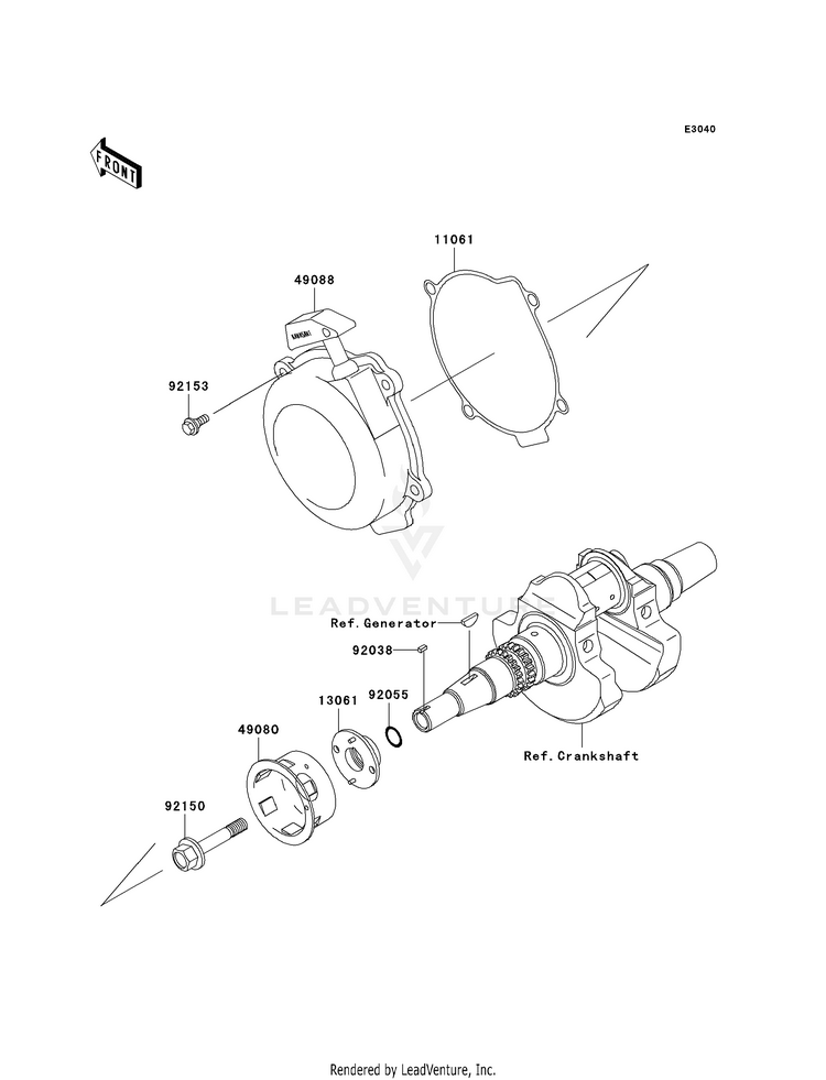 Recoil Starter (-Vf650ae640351) KVF650F8F Brute Force 650 4x4i (2008) Schematic