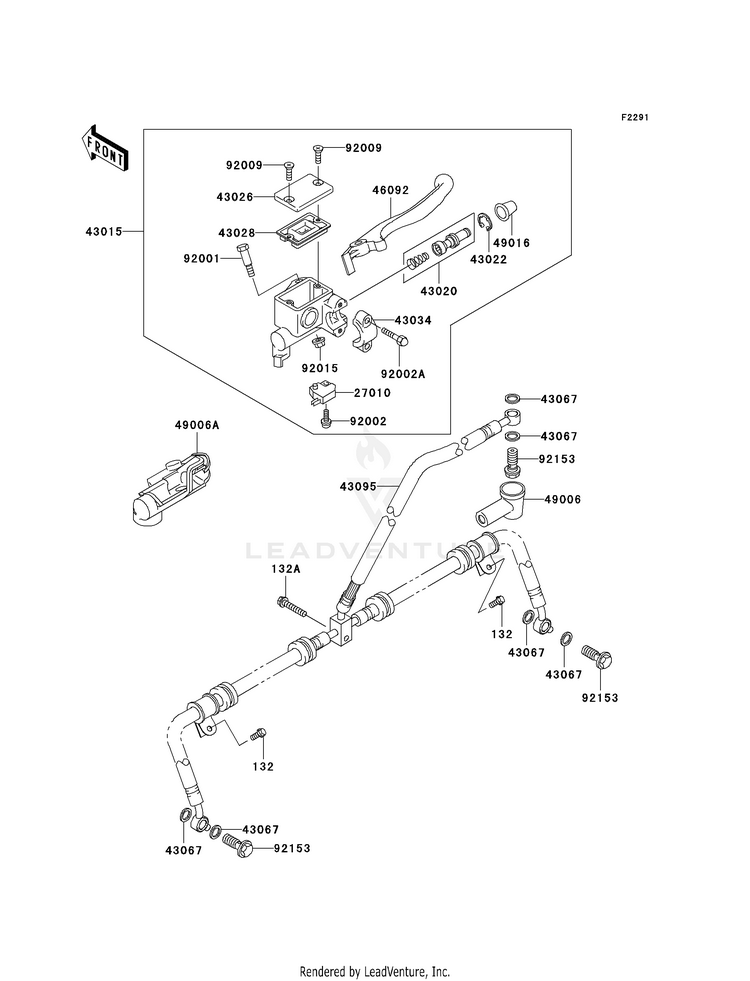 Front Master Cylinder KVF750-A1 Brute Force 750 4x4i (2005) Schematic