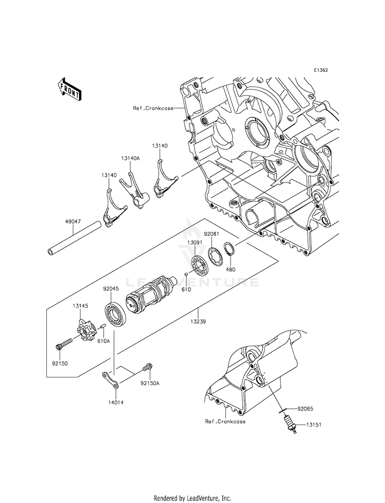 Gear Change Drum/Shift Fork(S) Schematic