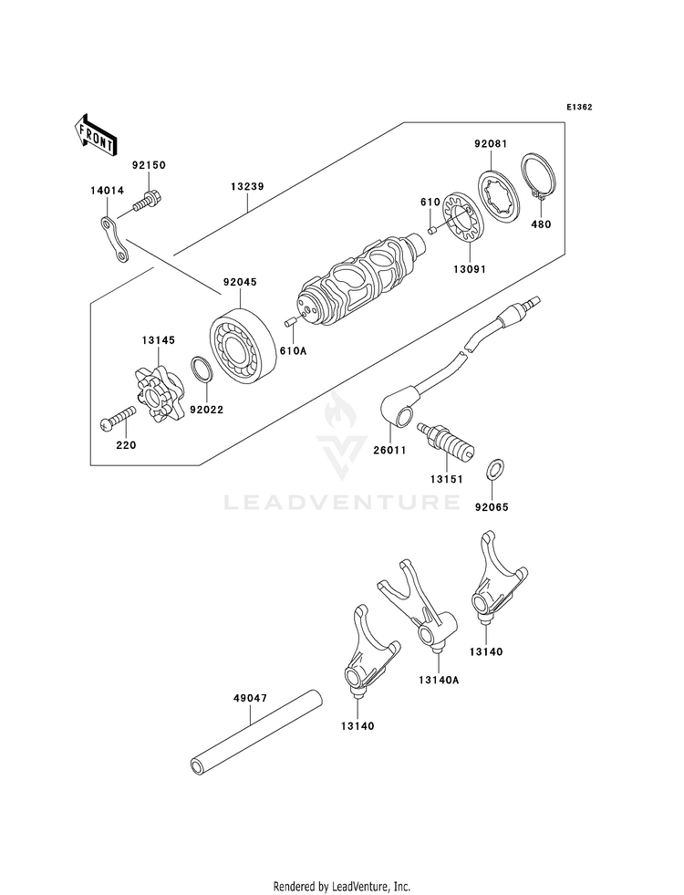 Gear Change Drum/Shift Fork(S) Schematic