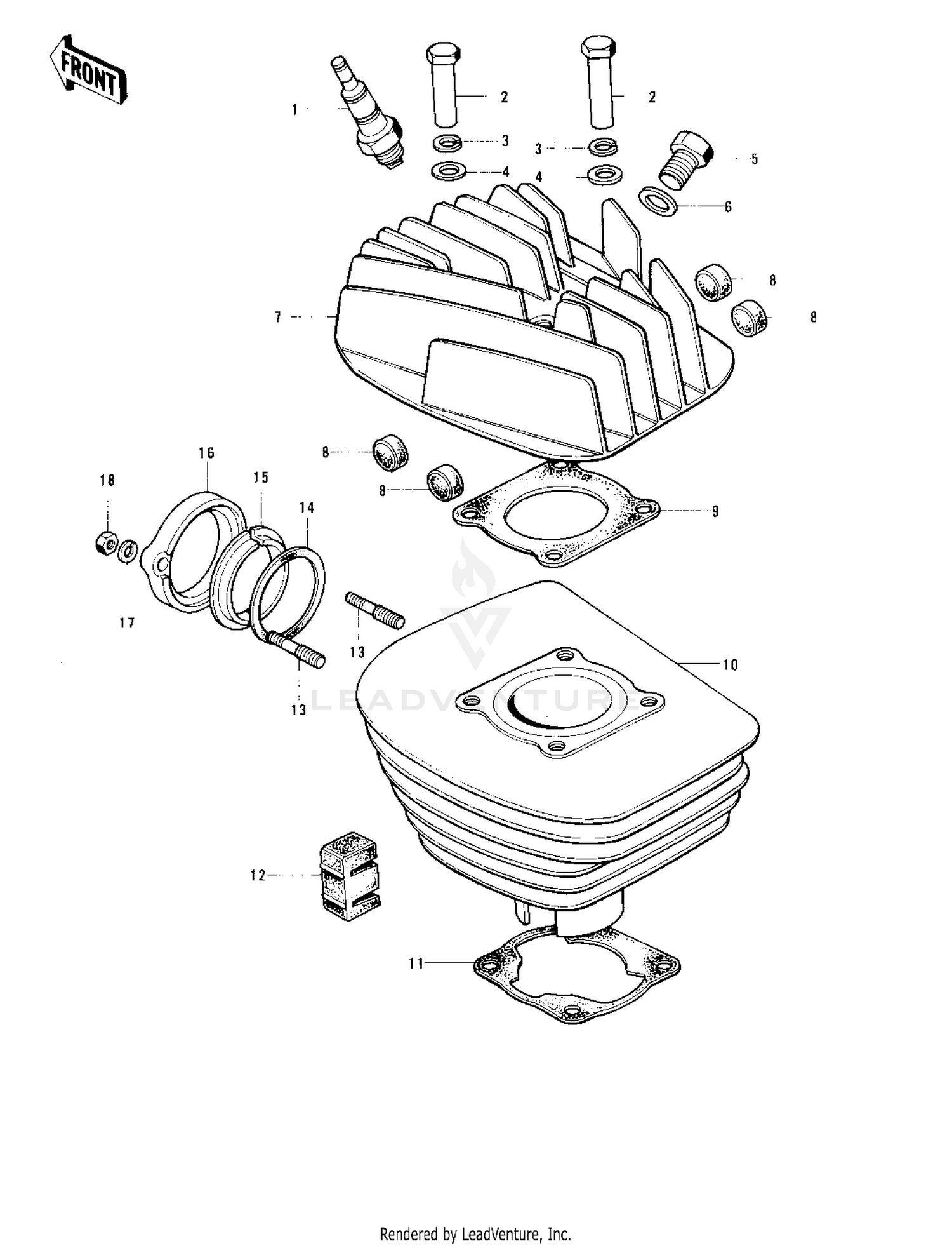 CYLINDER HEAD/CYLINDER ('74-'75)
