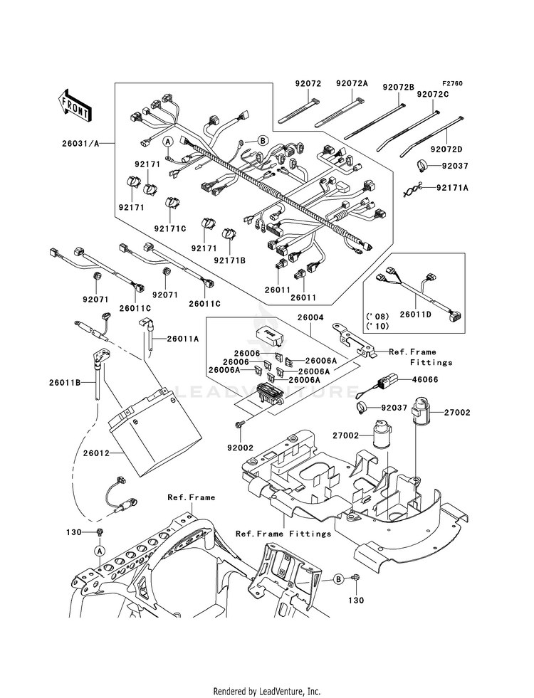 Chassis Electrical Equipment KVF750F8F Brute Force 750 4x4i (2008) Schematic