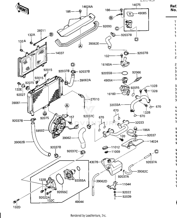 Radiator/Fan/Water Pump (-E/No. 029800) Schematic