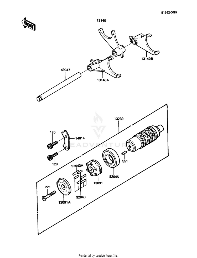 Gear Change Drum/Shift Fork(S) Schematic