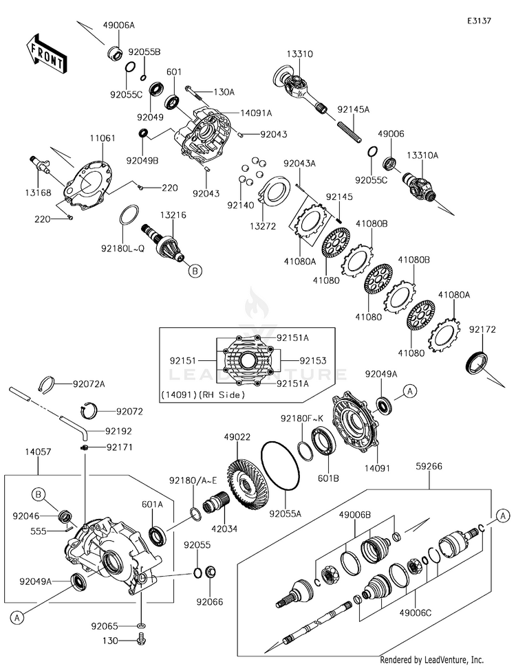 Drive Shaft-Rear 2 KVF750LGF Brute Force 750 4x4i (2016) Schematic
