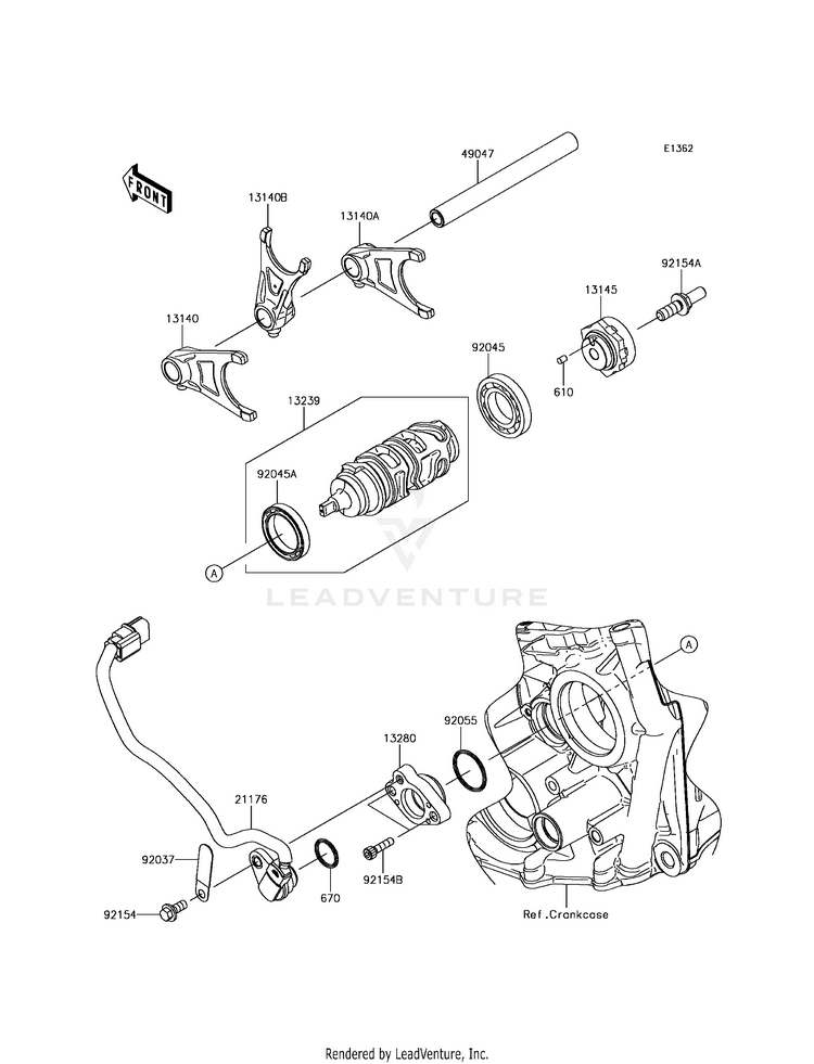Gear Change Drum/Shift Fork(S) Schematic