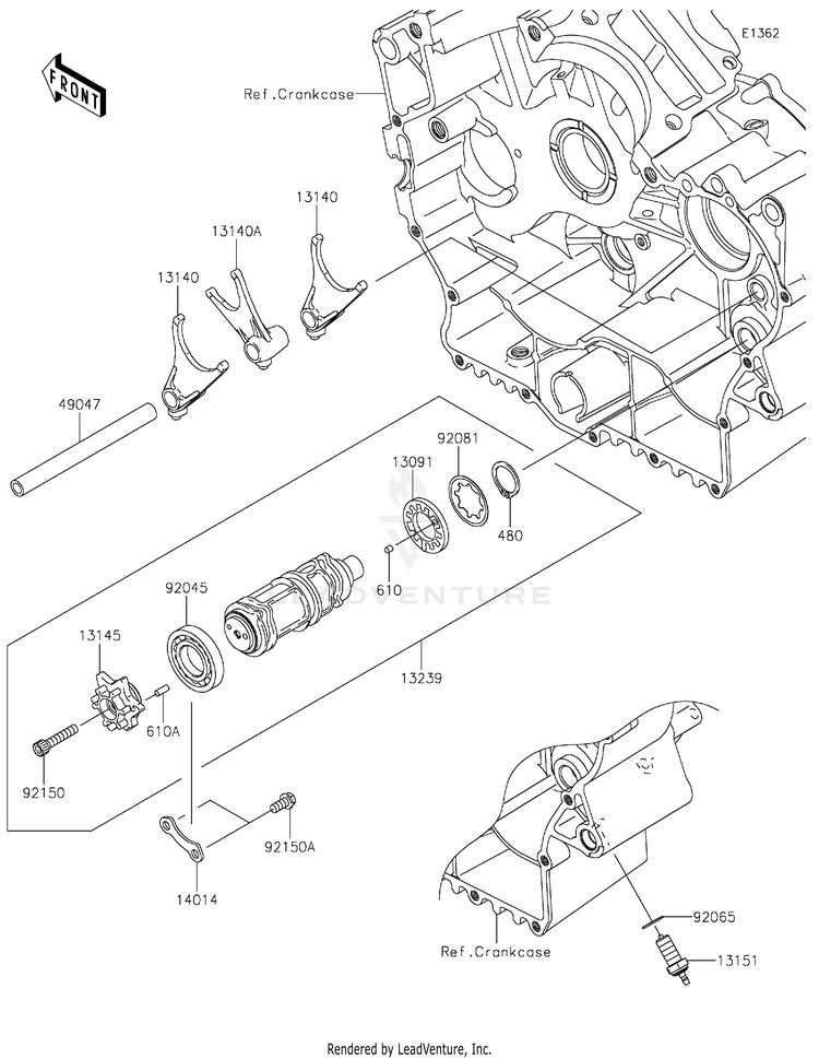 Gear Change Drum/Shift Fork(S) Schematic