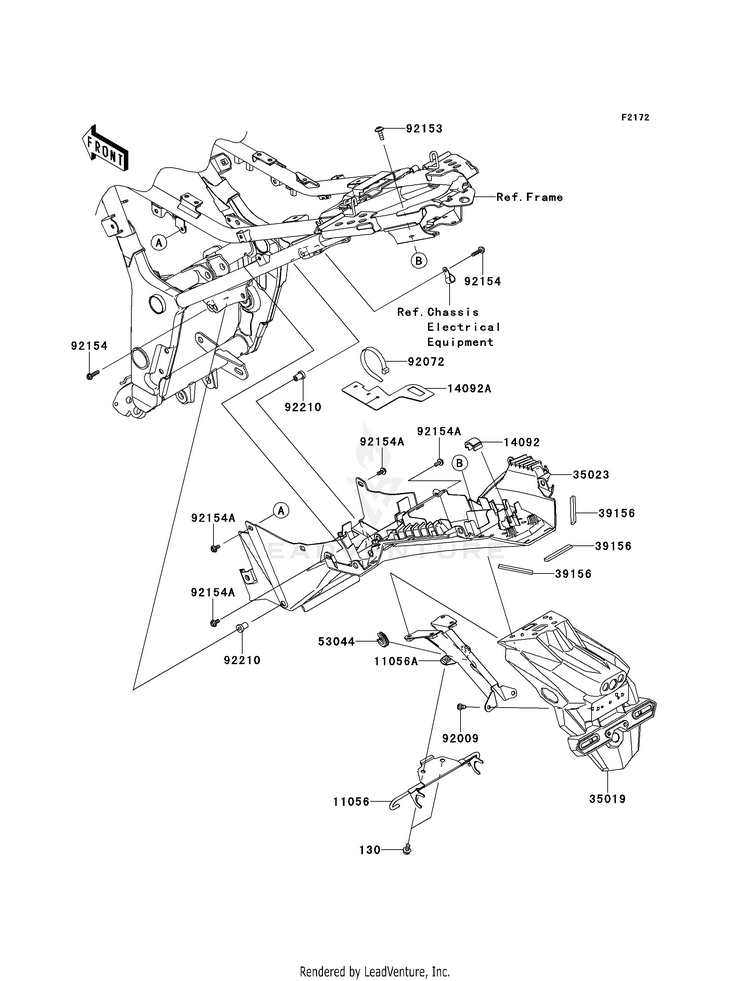 Rear Fender(S) EX300BES Ninja 300 ABS (2014) Schematic