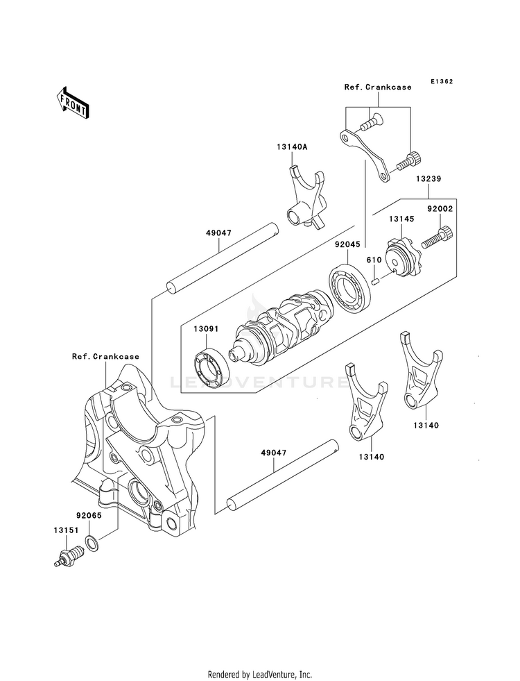 Gear Change Drum/Shift Fork(S) Schematic