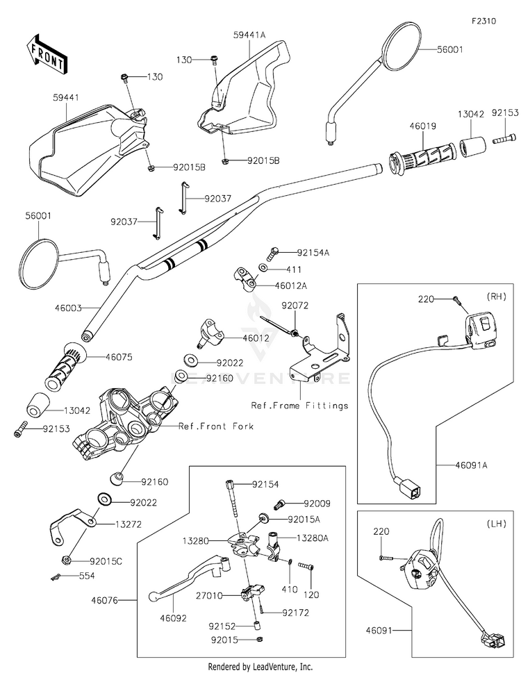 Handlebar KL650HTFAL KLR650 Adventure ABS (2026) Schematic