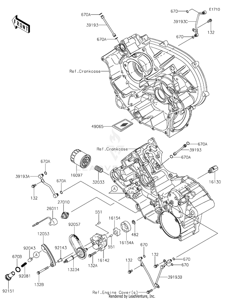 Oil Pump/Oil Filter KVF750GLF Brute Force 750 4x4i EPS (2020) Schematic