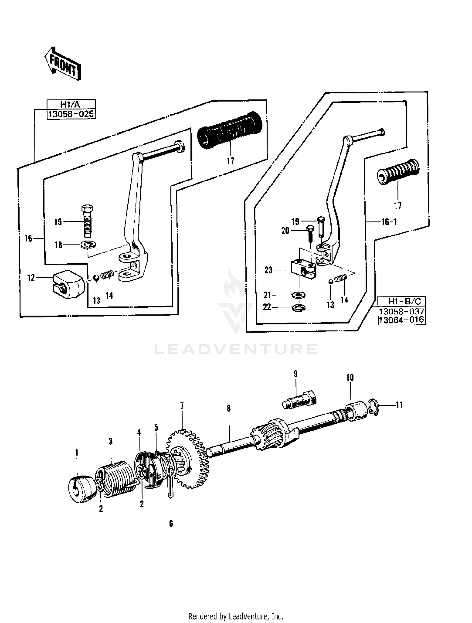 KICKSTARTER MECHANISM ('69-'72 H1/A/B/C)