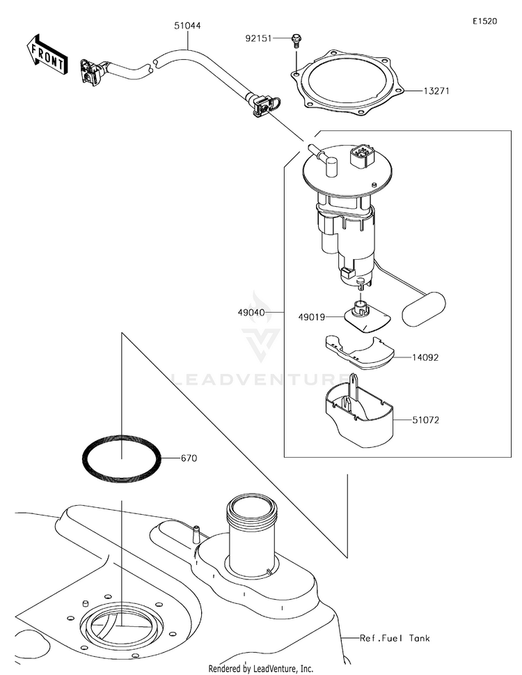 Fuel Pump KVF750LGF Brute Force 750 4x4i (2016) Schematic