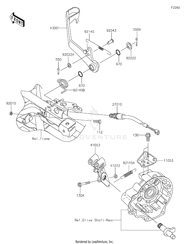 Brake Pedal KVF750LLF Brute Force 750 4x4i (2020) Schematic