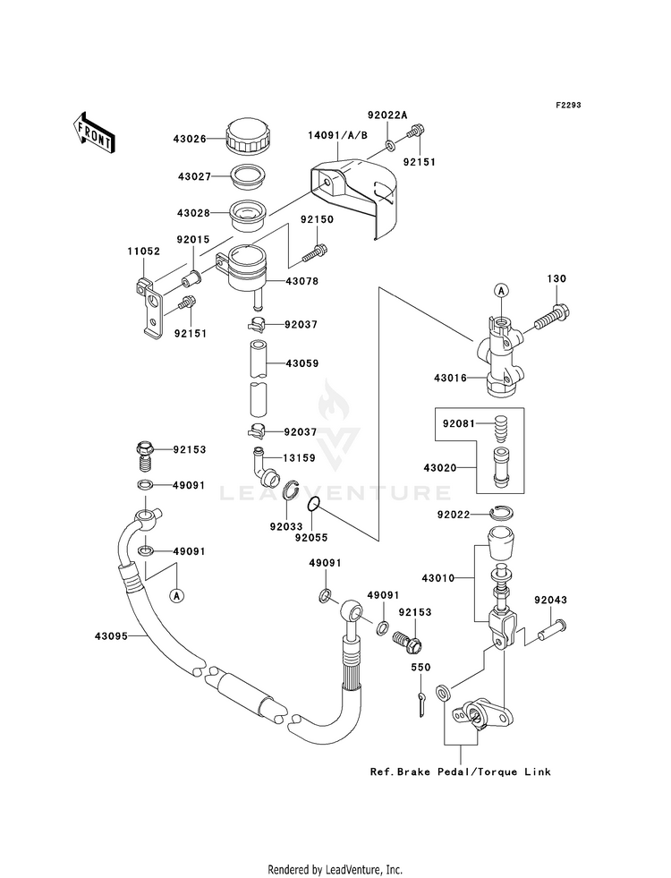 Rear Master Cylinder VN1600B8F Vulcan 1600 Mean Streak (2008) Schematic