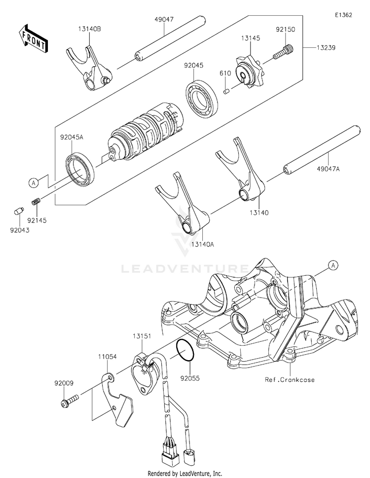 Gear Change Drum/Shift Fork(S) Schematic