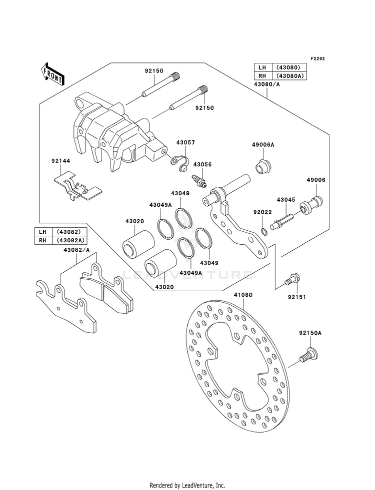 Front Brake KVF750F8F Brute Force 750 4x4i (2008) Schematic