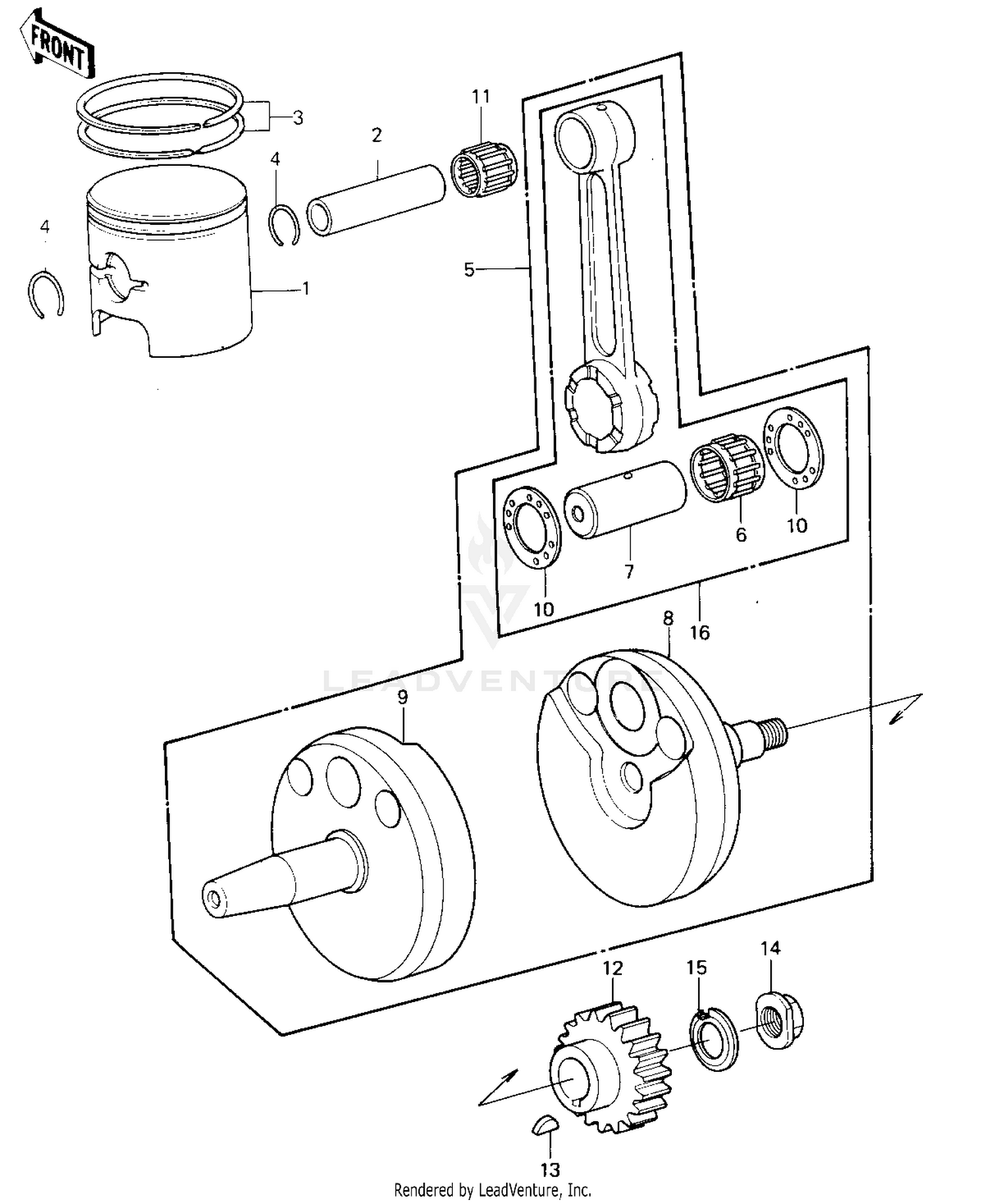 CRANKSHAFT/PISTON ('81KDX250-B1)
