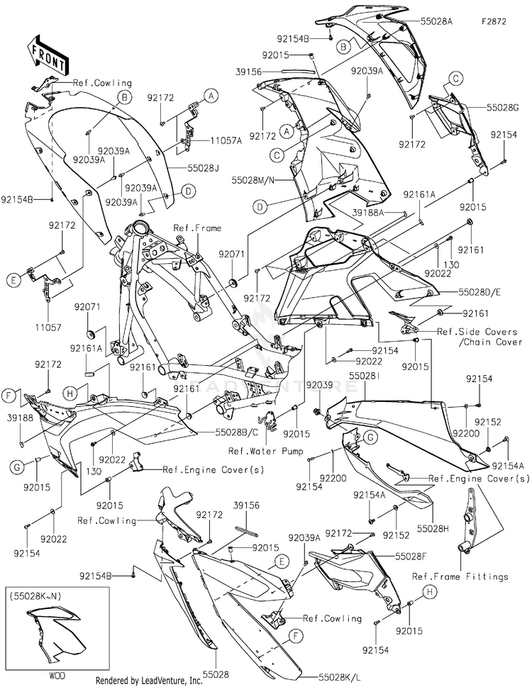 Cowling Lowers(Gmfnn/Gmfnl) 2 EX400GMFNL Ninja 400 ABS (2021) Schematic
