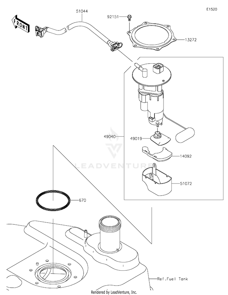 Fuel Pump KVF750LLF Brute Force 750 4x4i (2020) Schematic