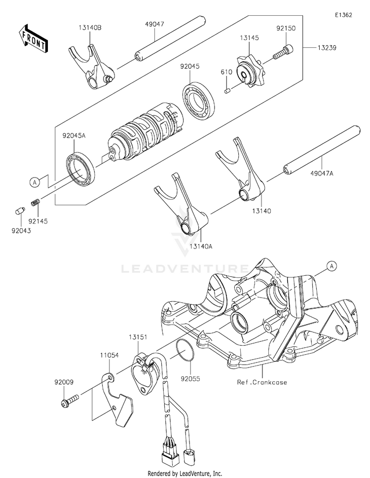 Gear Change Drum/Shift Fork(S) Schematic