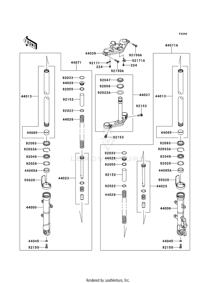 Front Fork EX300BEF Ninja 300 ABS (2014) Schematic